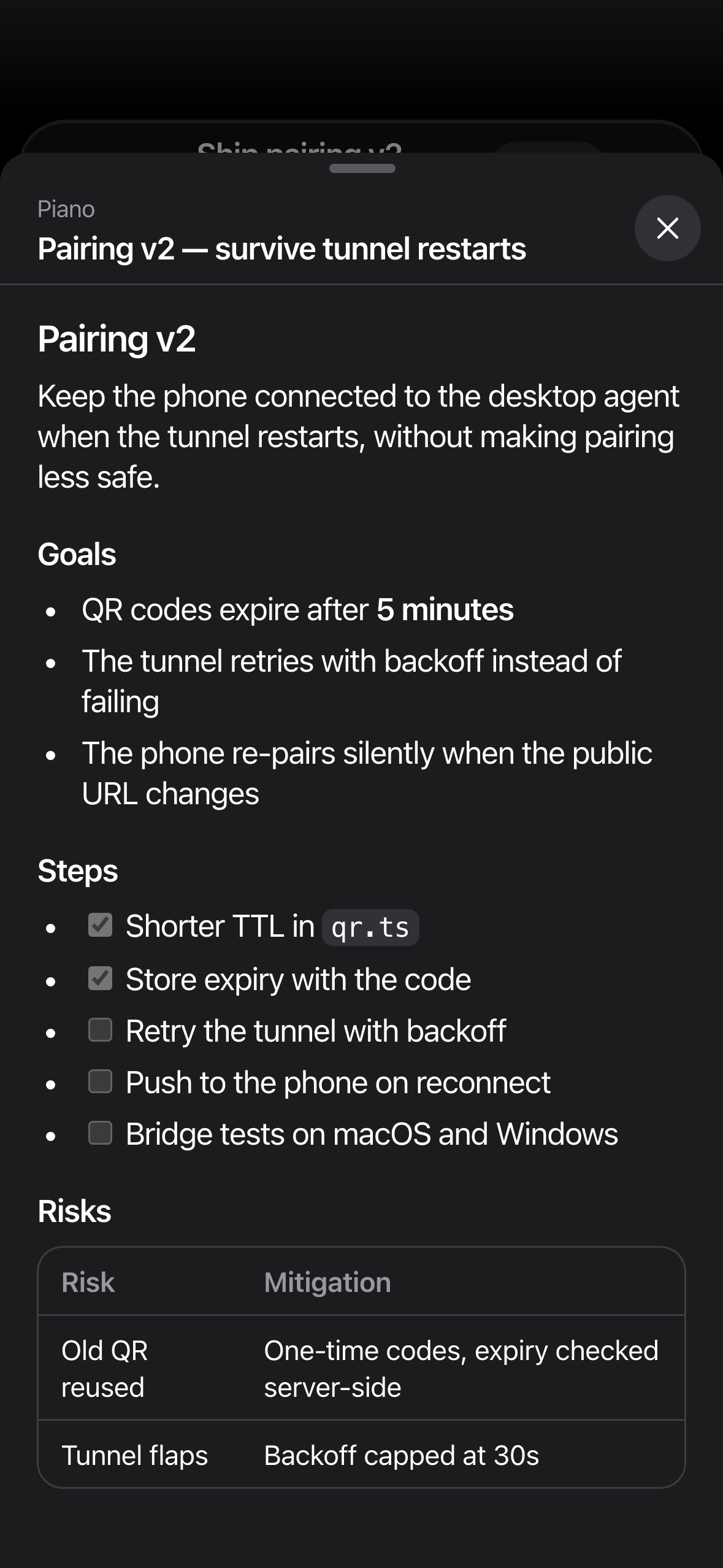 A plan document opened inside DeckAgent